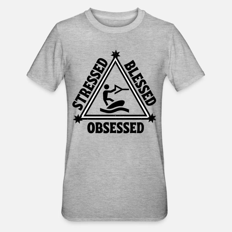 Wakeboarding: Stressed. Blessed. Obsessed. - Unisex Polycotton T-Shirt - heather grey