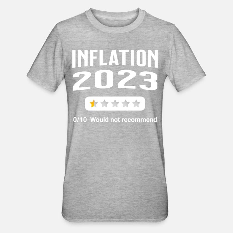Inflation 2023 - mauvaise note - T-shirt polycoton Unisexe - gris chiné