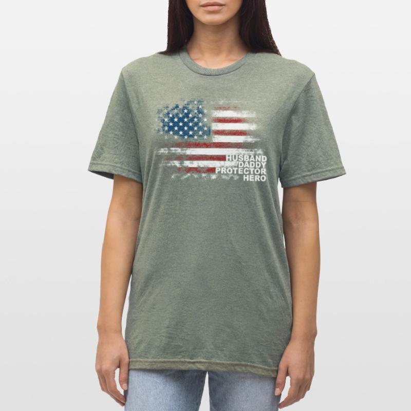 USA Husband Daddy Protector Hero Unisex Polycotton T-Shirt