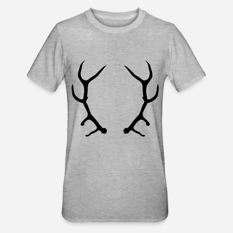 Geweih - Unisex Polycotton T-Shirt - Grau meliert