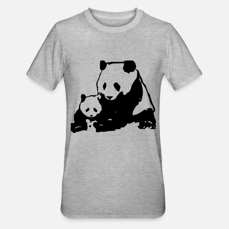 panda - T-shirt polycoton Unisexe - gris chiné
