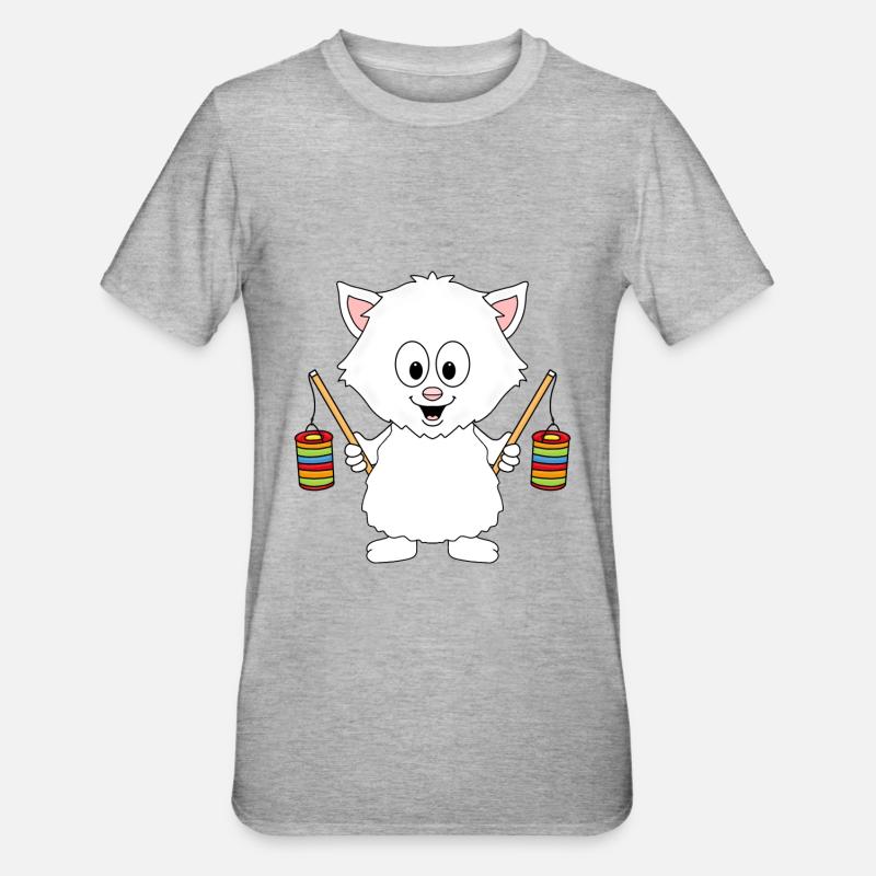 KATZE - KATER - LATERNE - LATERNENUMZUG - Unisex Polycotton T-Shirt - Grau meliert
