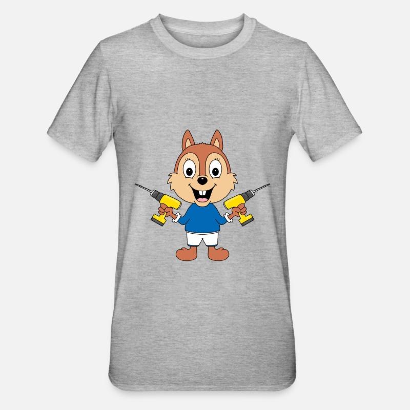 BOHRER - EICHHÖRNCHEN - HANDWERKER - Unisex Polycotton T-Shirt - Grau meliert