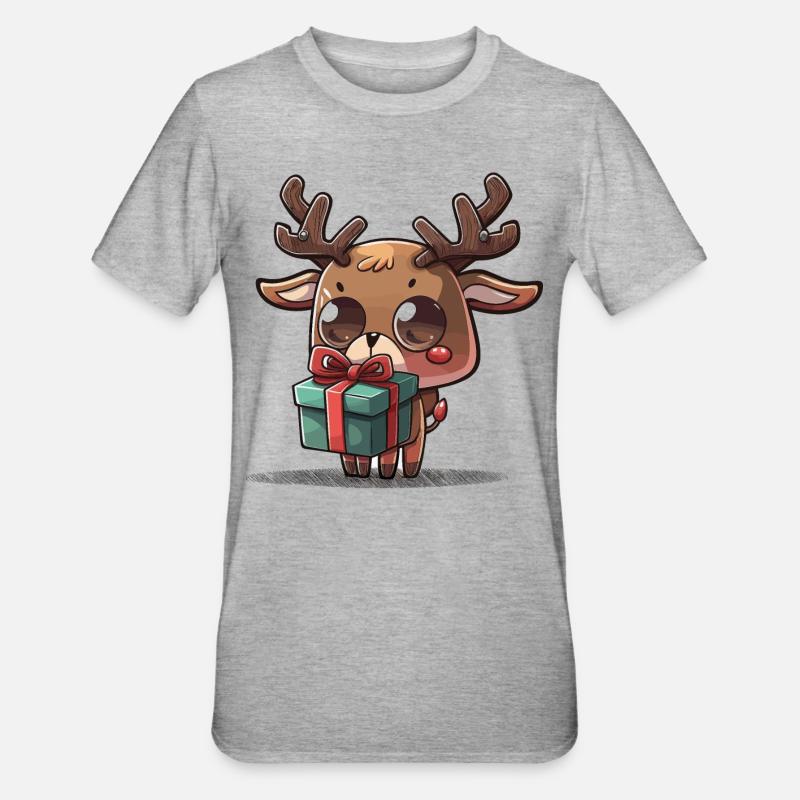Cadeau de renne - T-shirt polycoton Unisexe - gris chiné