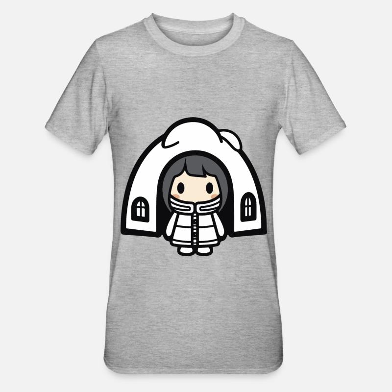 Winter Eskimo Iglu Comic - Unisex Polycotton T-Shirt - Grau meliert