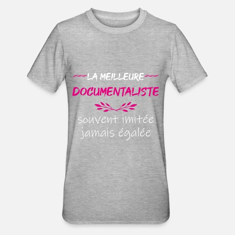 meilleure documentaliste document - T-shirt polycoton Unisexe - gris chiné