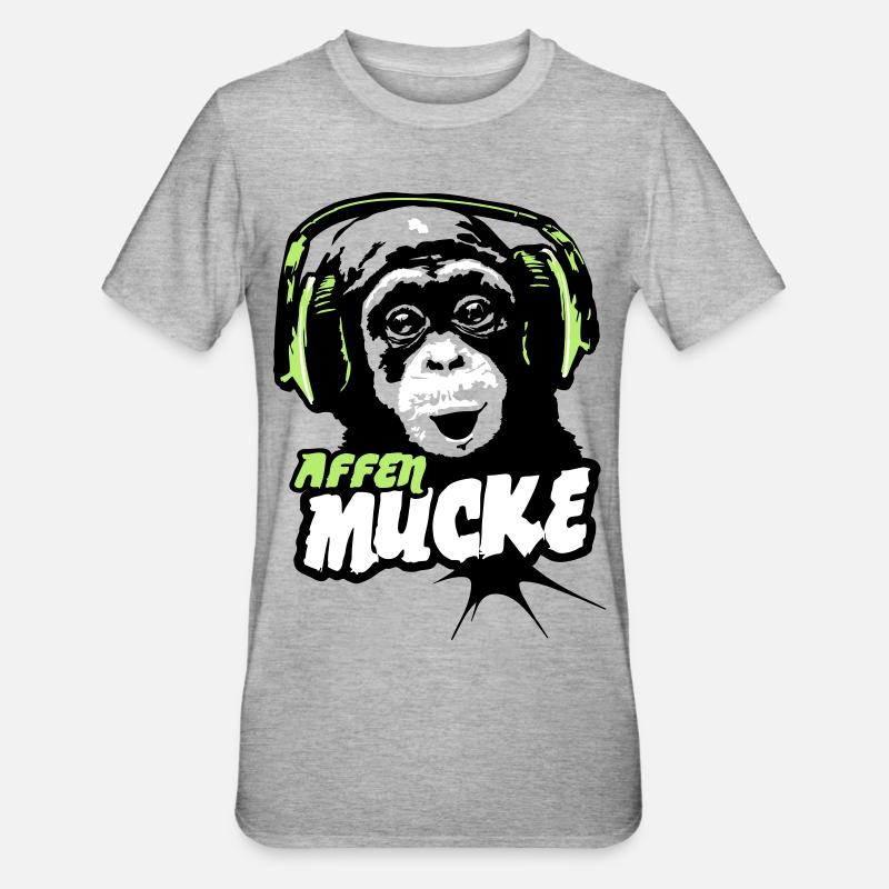 Affen-Mucke - Unisex Polycotton T-Shirt - Grau meliert