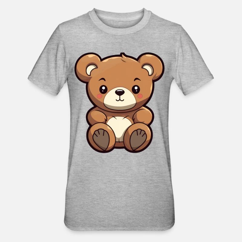 Bébé ours en peluche - T-shirt polycoton Unisexe - gris chiné