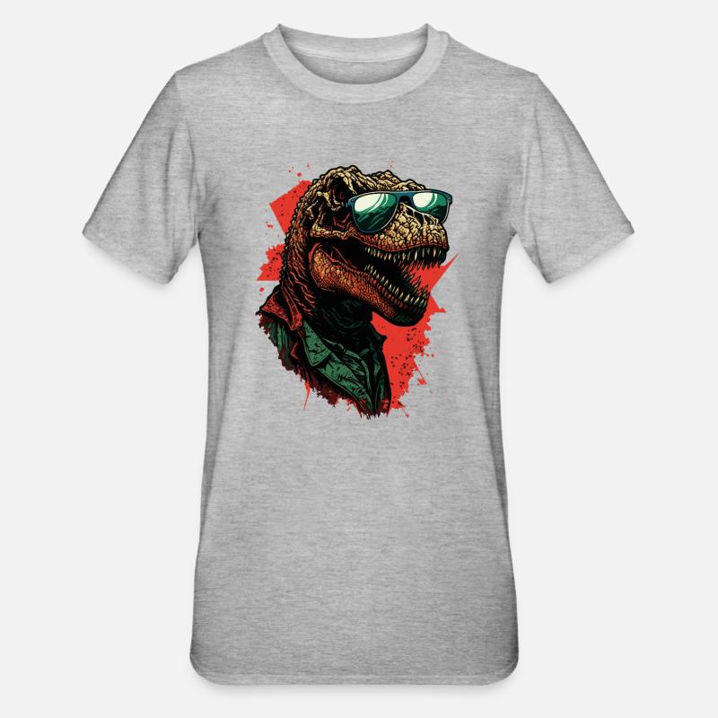 Dinosaure T-Rex cool - T-shirt polycoton Unisexe - gris chiné
