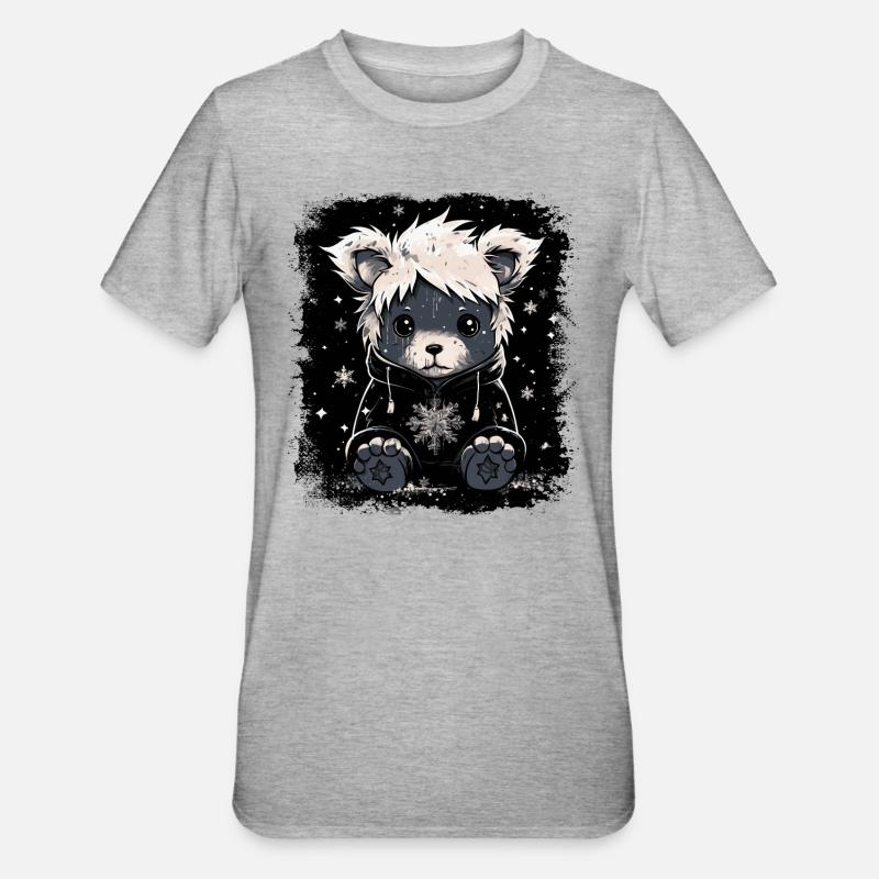 Cute Emo Teddy Bear - Unisex Polycotton T-Shirt - heather grey