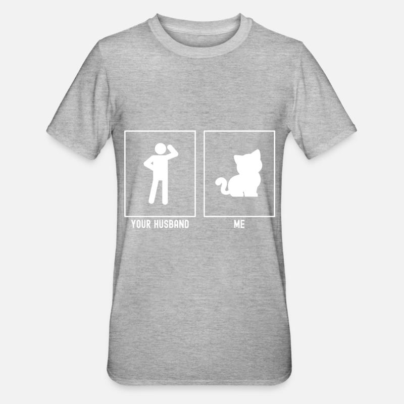 Son mari - moi - chat mignon - T-shirt polycoton Unisexe - gris chiné