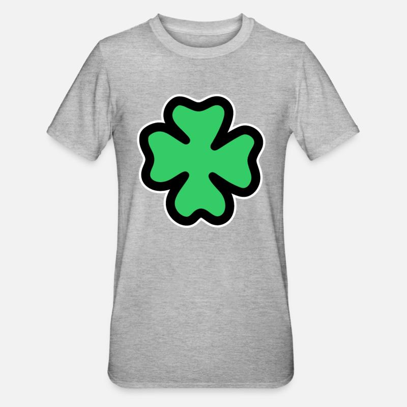 vierblättriges Kleeblatt - Unisex Polycotton T-Shirt - Grau meliert