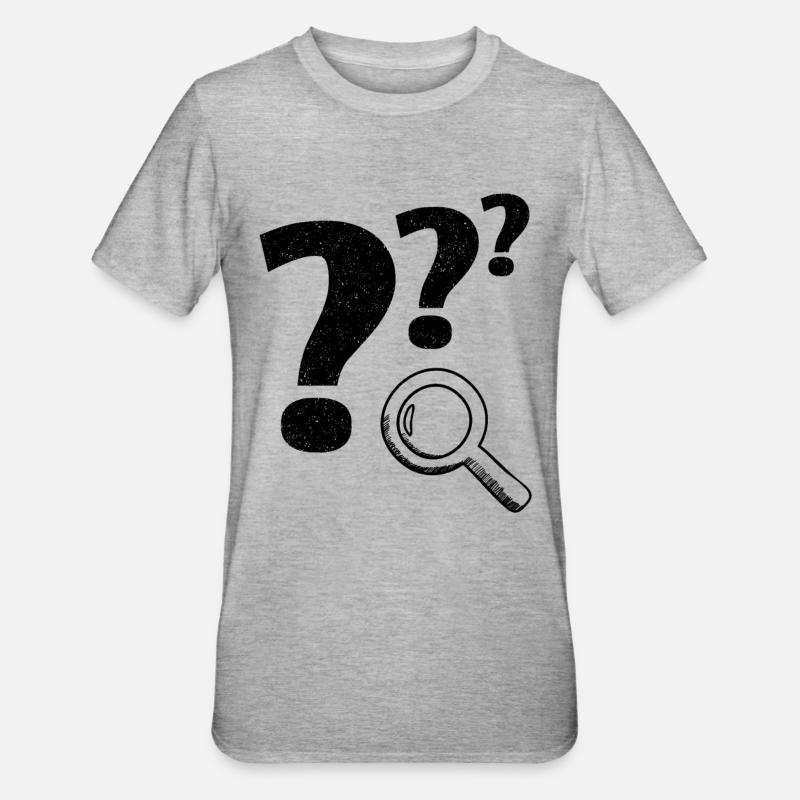 Fragezeichen Lupe - Unisex Polycotton T-Shirt - Grau meliert
