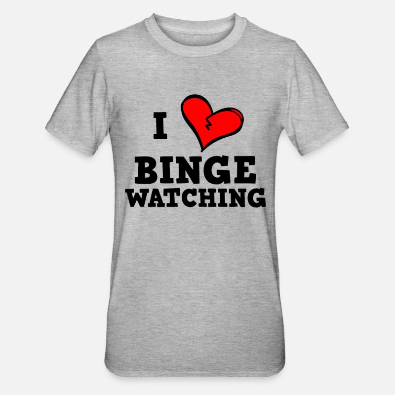 Ich liebe Binge-Watching - Unisex Polycotton T-Shirt - Grau meliert