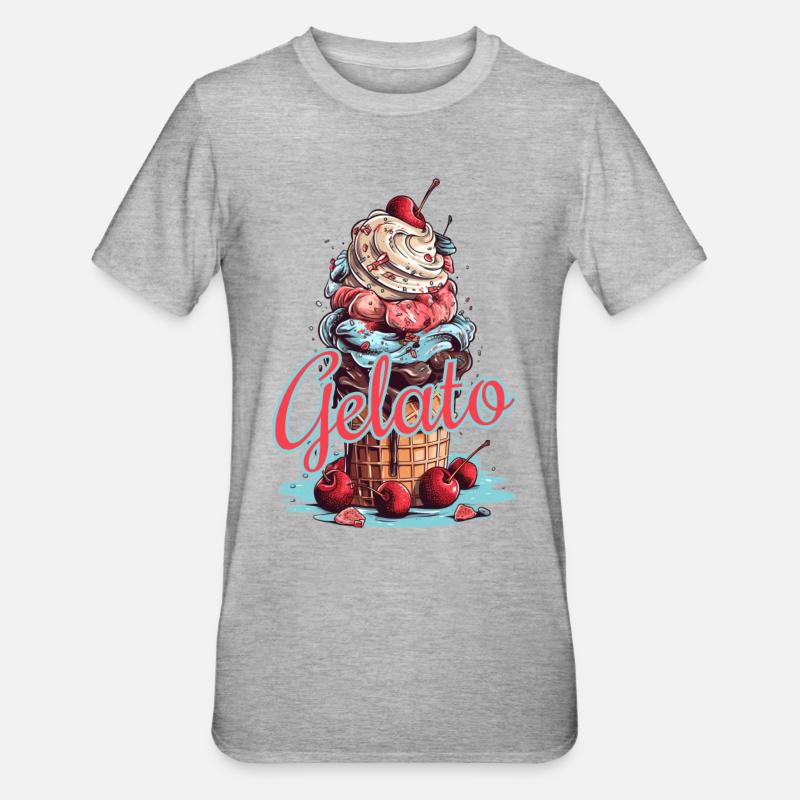 Gelato Eis Eiscreme Eisdiele - Unisex Polycotton T-Shirt - Grau meliert