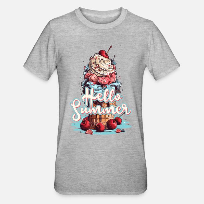 Hello Summer Eis Eiscreme Eisdiele - Unisex Polycotton T-Shirt - Grau meliert