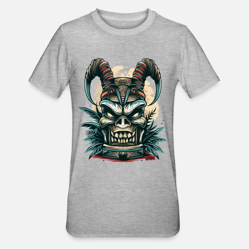 Hawaii Devil's Tiki - Unisex Polycotton T-Shirt - heather grey