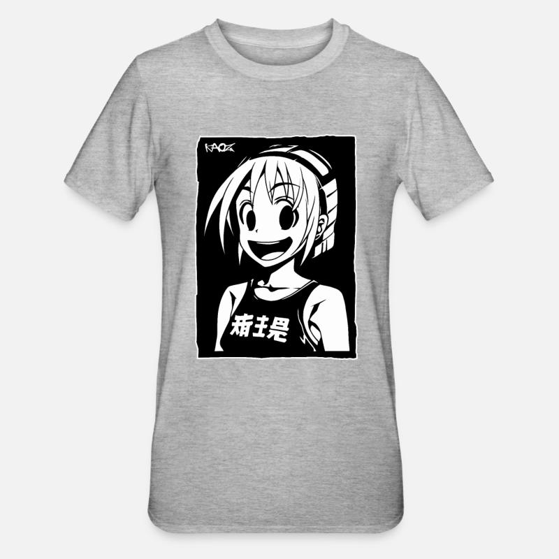 Fille d’anime joyeuse - T-shirt polycoton Unisexe - gris chiné