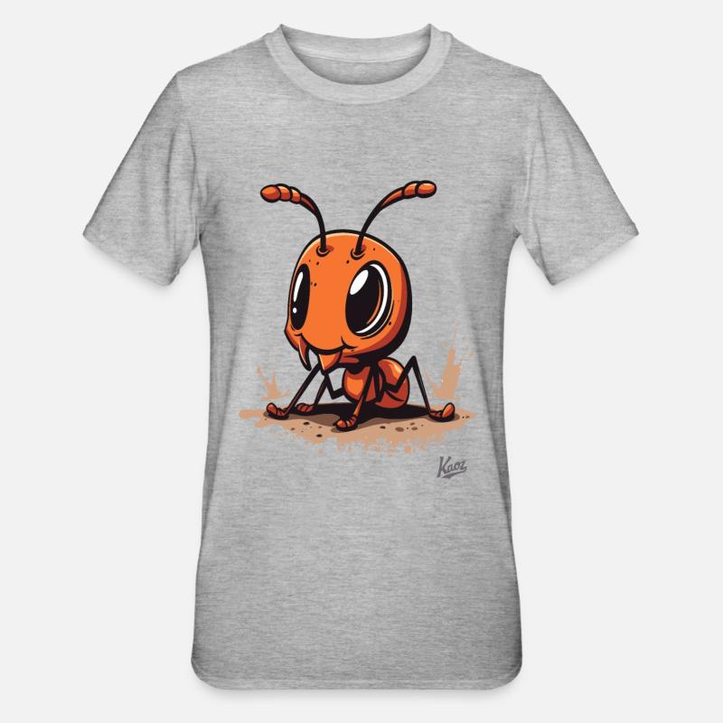 Mignon petit bébé fourmi - T-shirt polycoton Unisexe - gris chiné