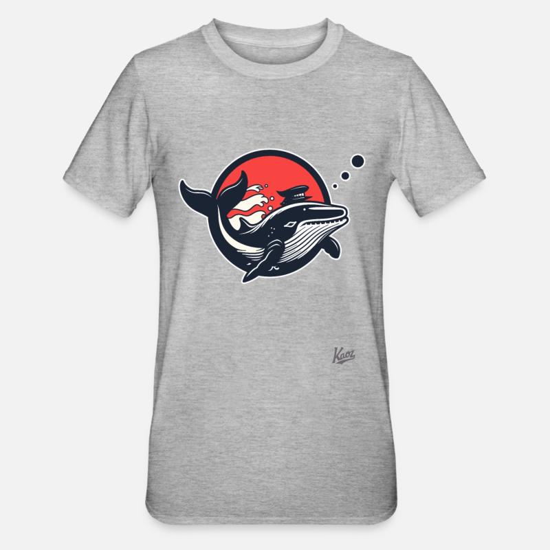 Seefahrer-Matrose-Wal - Unisex Polycotton T-Shirt - Grau meliert