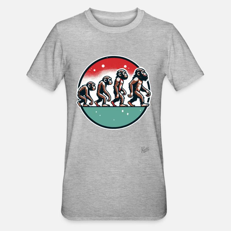 Evolution du singe - T-shirt polycoton Unisexe - gris chiné
