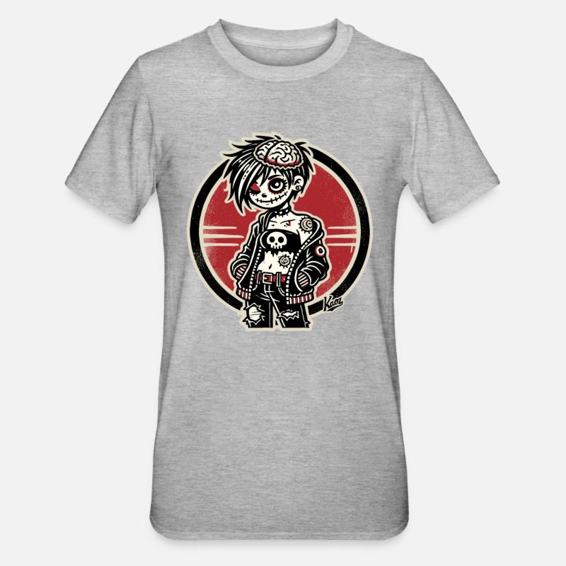 Fille zombie émo cool - T-shirt polycoton Unisexe - gris chiné