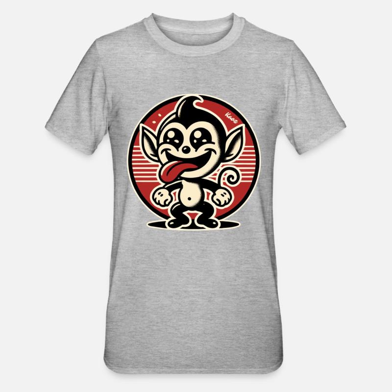 Cheerful little rascal monkey - Unisex Polycotton T-Shirt - heather grey