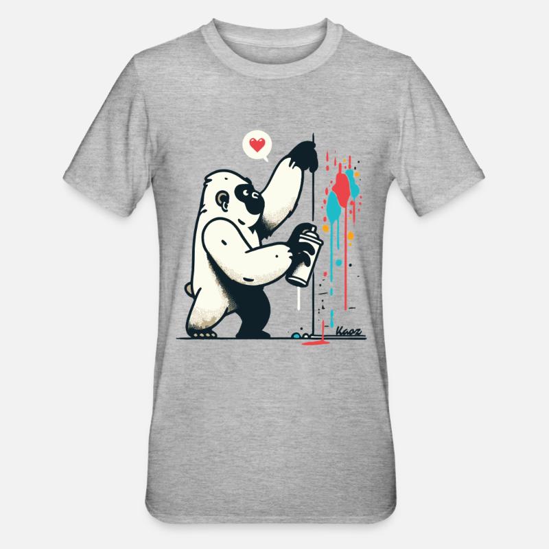 Graffiti-Gorilla mit Spraydose - Unisex Polycotton T-Shirt - Grau meliert
