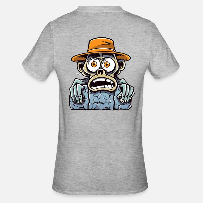 Esploratore morto con cappello e sguardo d'osso - Maglietta unisex, mix cotone e poliestere - grigio melange