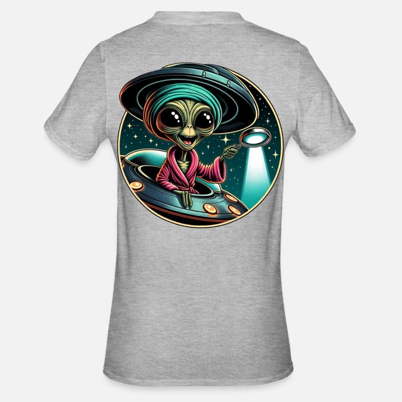 Alien detective in UFO light - Unisex Polycotton T-Shirt - heather grey