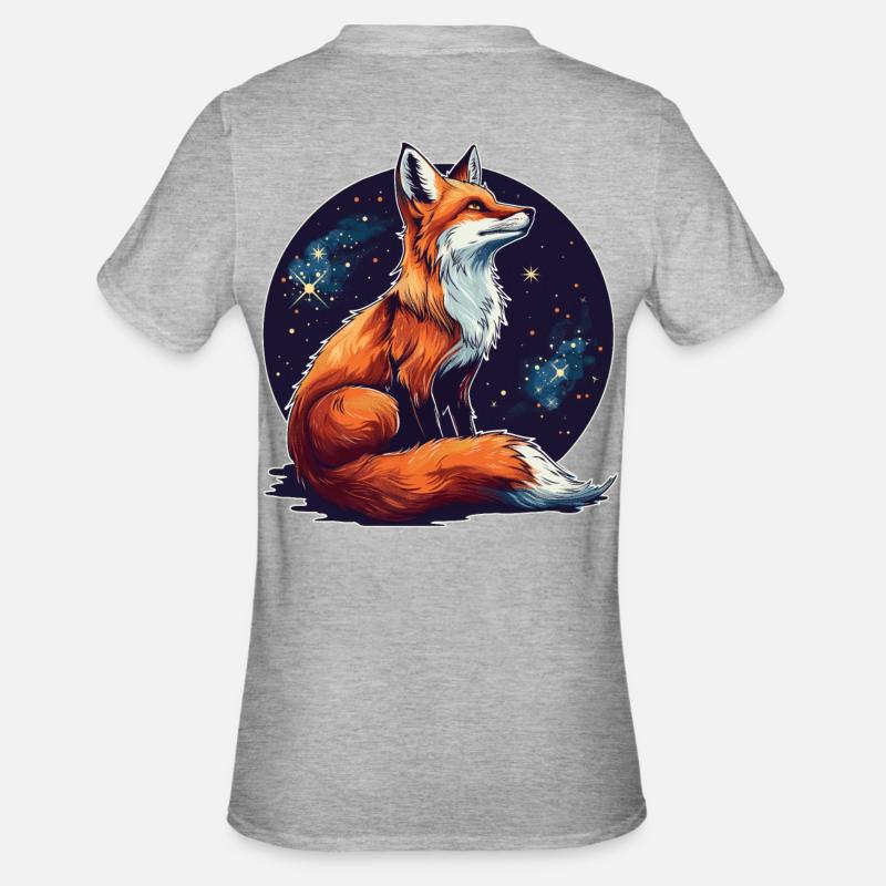 Fuchs mit Sternen - Unisex Polycotton T-Shirt - Grau meliert