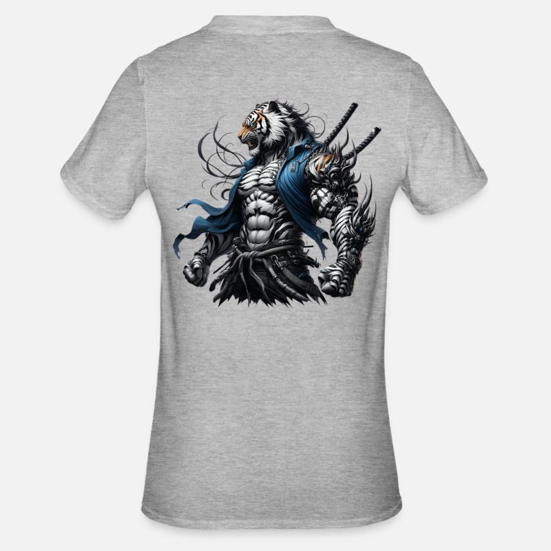 Samurai Tiger - Unisex Polycotton T-Shirt - heather grey