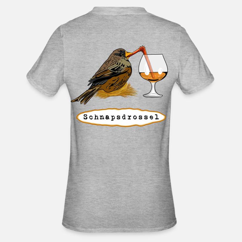 Stößchen! Schnapsdrossel - Unisex Polycotton T-Shirt - Grau meliert