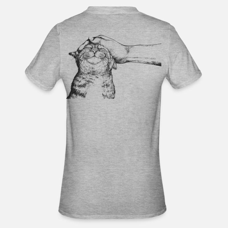 DIE GLÜCKLICHE KATZE - Unisex Polycotton T-Shirt - Grau meliert