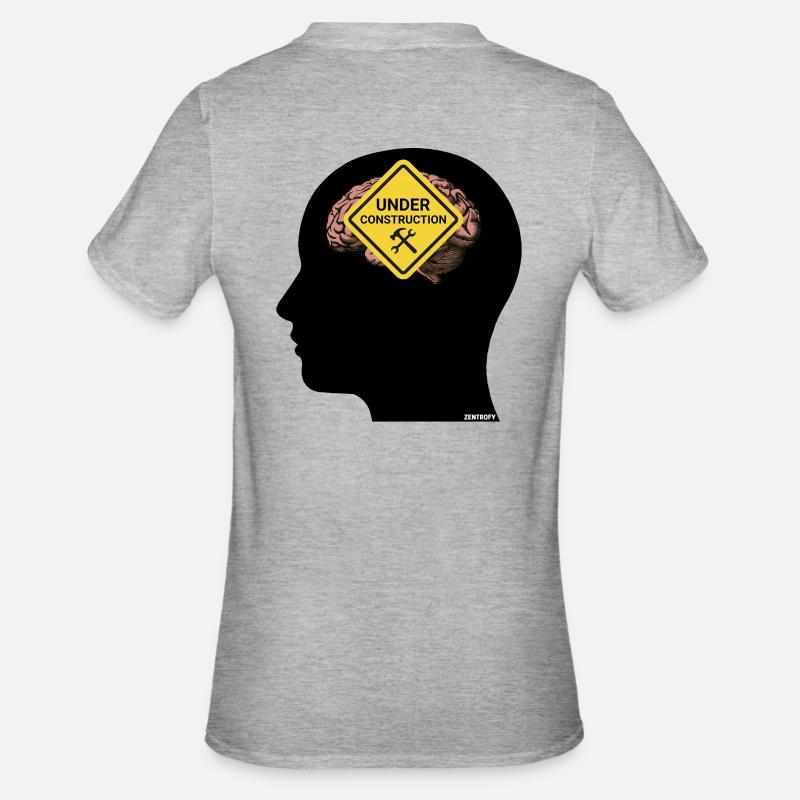 Mindful Construction Brain Tee - Unisex Polycotton T-Shirt - heather grey