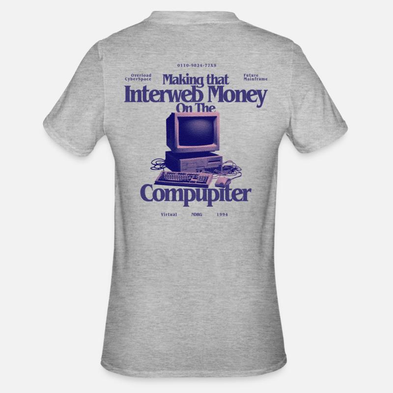 InterwebMoney Computerdesign - Unisex Polycotton T-Shirt - Grau meliert