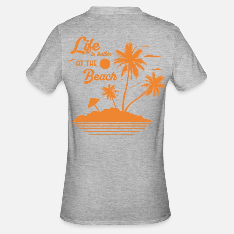 Coucher de soleil sur Palm Beach - T-shirt polycoton Unisexe - gris chiné