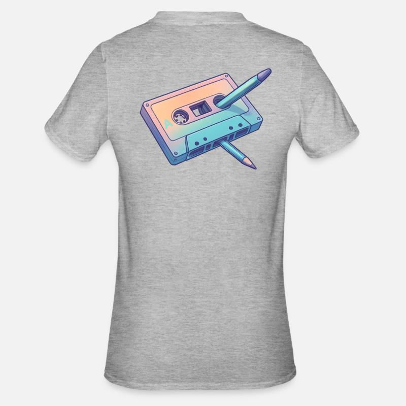 Cassette Crayon Pastel Retro - T-shirt polycoton Unisexe - gris chiné