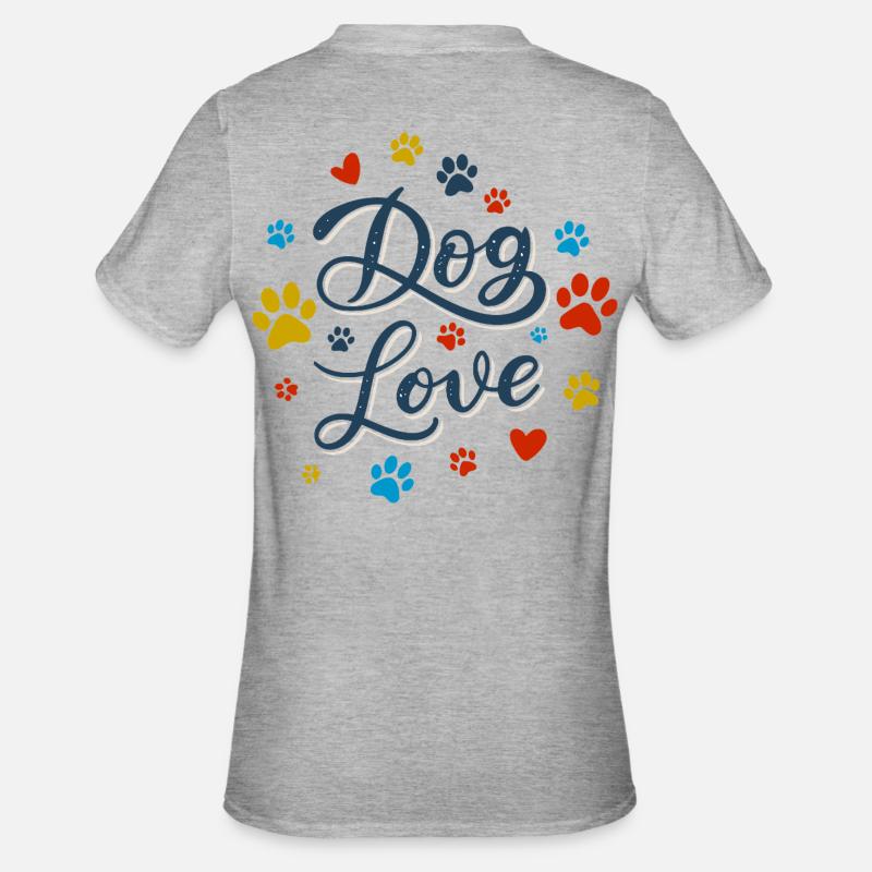 Amour des Chiens Script - T-shirt polycoton Unisexe - gris chiné