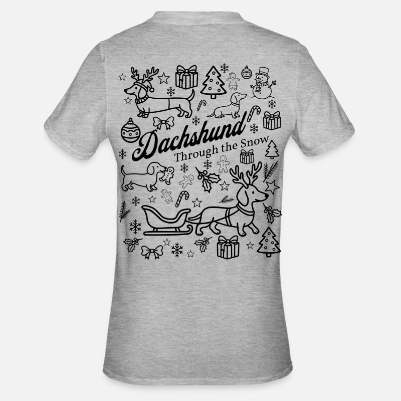 Conception de la neige teckel - T-shirt polycoton Unisexe - gris chiné