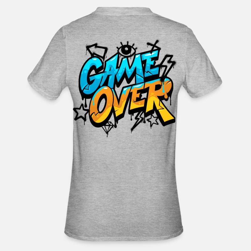 Game Over Graffiti Neon Gradient - T-shirt polycoton Unisexe - gris chiné