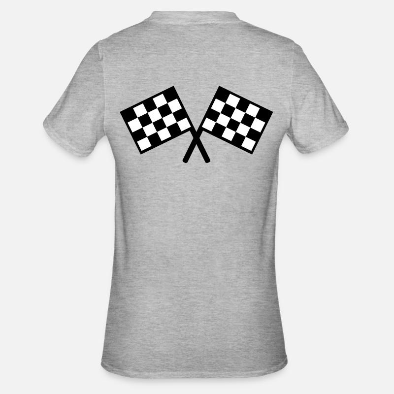 drapeaux - course automobile - T-shirt polycoton Unisexe - gris chiné