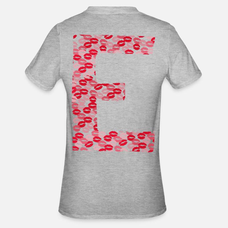Lettera E - baci in maglietta - Maglietta unisex, mix cotone e poliestere - grigio melange