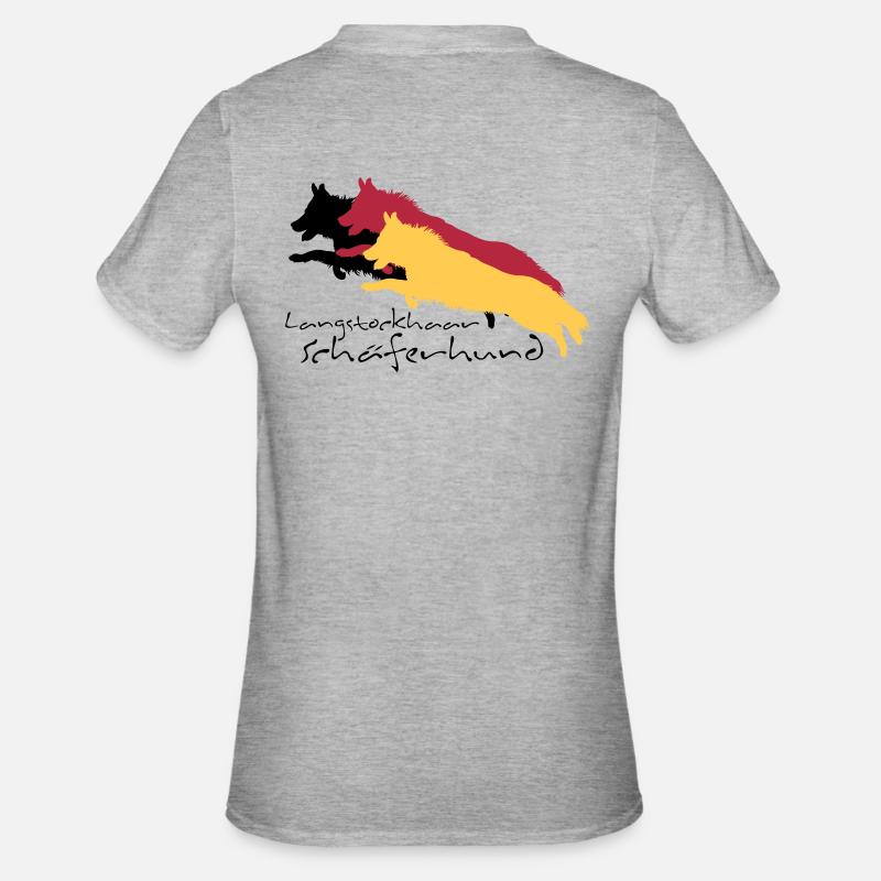 langstockhaar schäferhund - Unisex Polycotton T-Shirt - Grau meliert