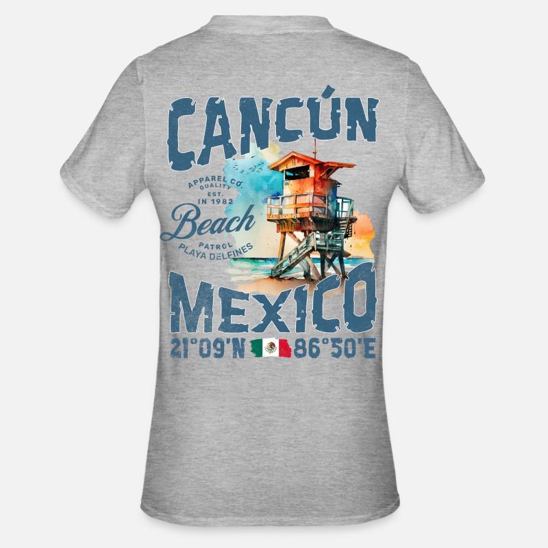 Horizon de Cancun à la Plage - T-shirt polycoton Unisexe - gris chiné