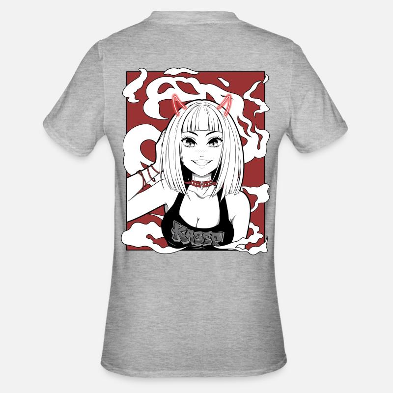 Anime Teufel Mädchen Goth Design - Unisex Polycotton T-Shirt - Grau meliert