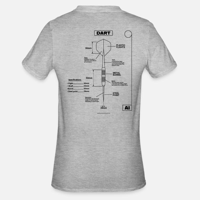 Plan de Fléchettes, Fléchettes - T-shirt polycoton Unisexe - gris chiné