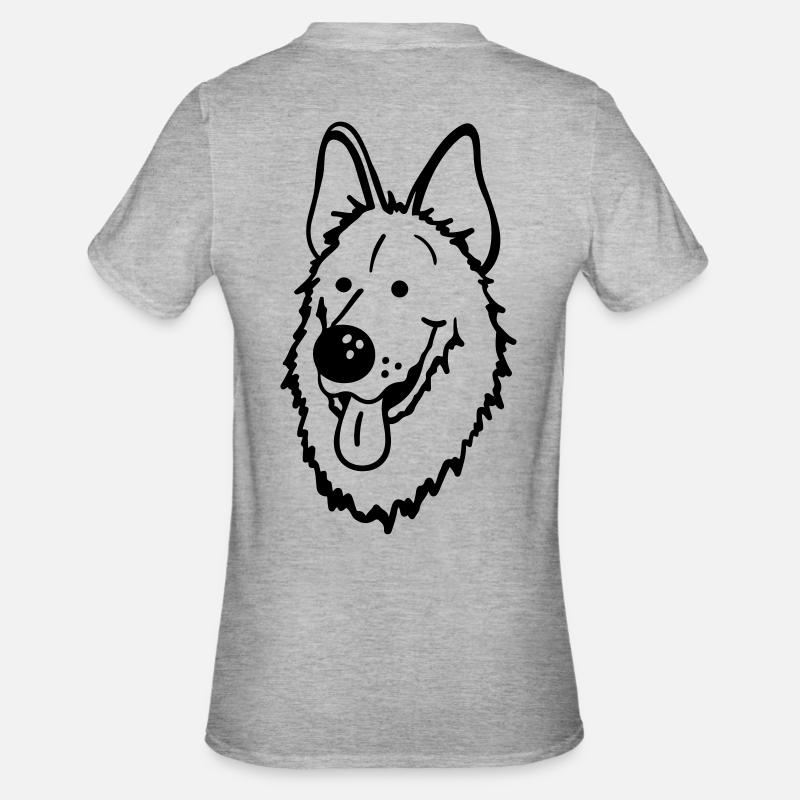 Lustiger Deutscher Schäferhund - Unisex Polycotton T-Shirt - Grau meliert