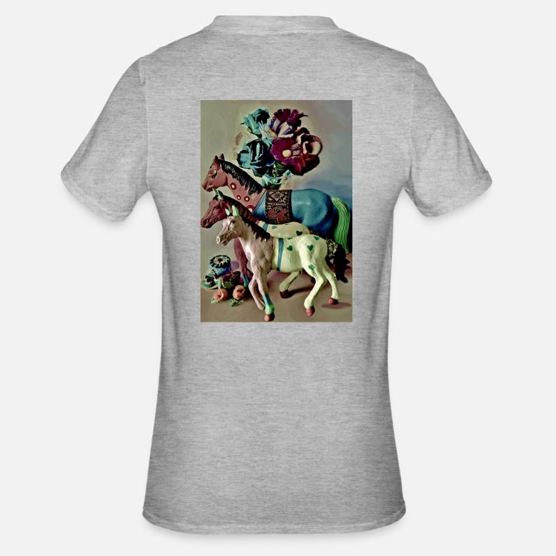 Märchenhafte Pferde - Unisex Polycotton T-Shirt - Grau meliert