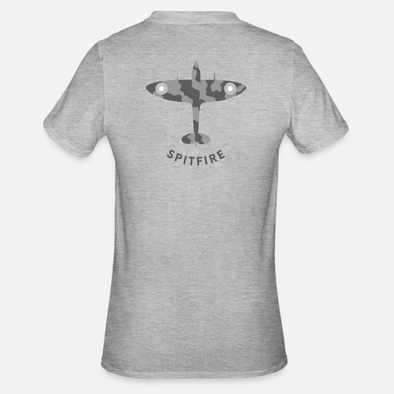 Avion de chasse de Spitfire - T-shirt polycoton Unisexe - gris chiné